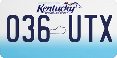 KY license plate 036UTX