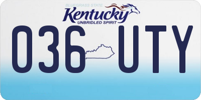 KY license plate 036UTY