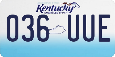KY license plate 036UUE