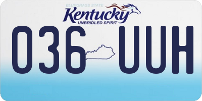 KY license plate 036UUH