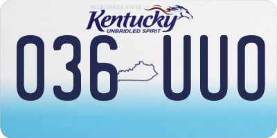 KY license plate 036UUO