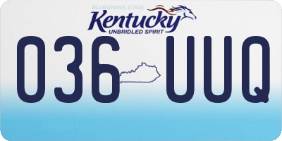 KY license plate 036UUQ