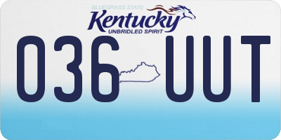KY license plate 036UUT