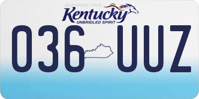 KY license plate 036UUZ