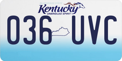 KY license plate 036UVC