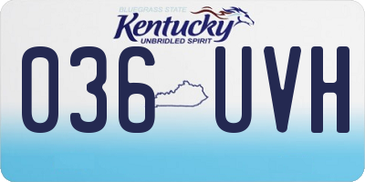 KY license plate 036UVH
