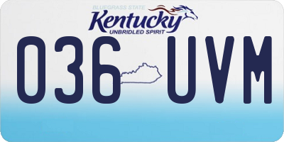 KY license plate 036UVM