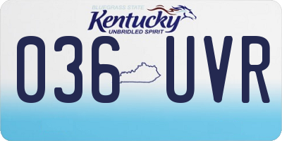 KY license plate 036UVR