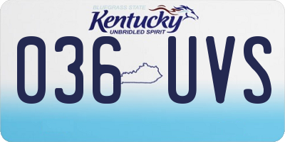 KY license plate 036UVS