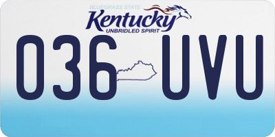 KY license plate 036UVU