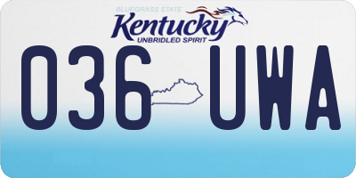 KY license plate 036UWA
