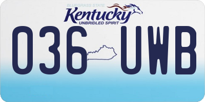 KY license plate 036UWB