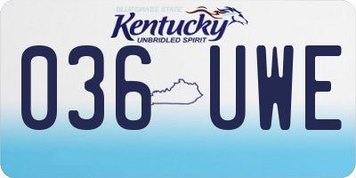KY license plate 036UWE