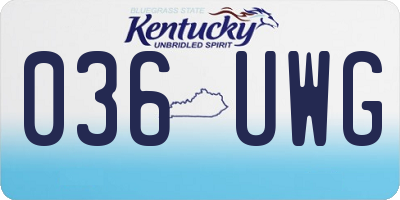 KY license plate 036UWG