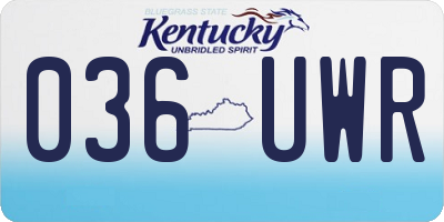 KY license plate 036UWR