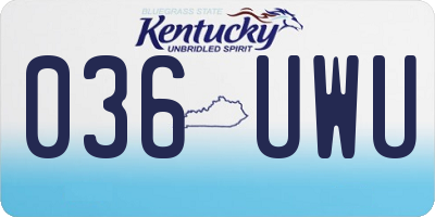 KY license plate 036UWU