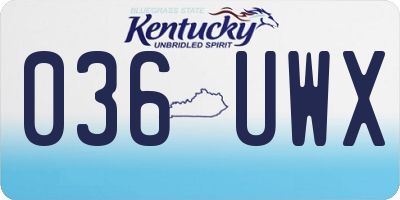 KY license plate 036UWX