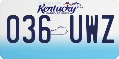KY license plate 036UWZ