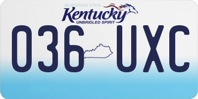 KY license plate 036UXC