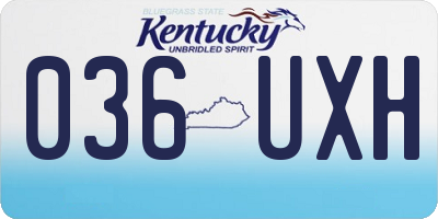 KY license plate 036UXH