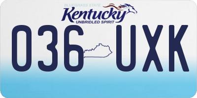 KY license plate 036UXK