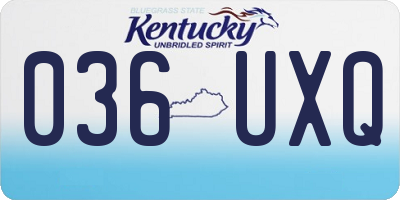 KY license plate 036UXQ
