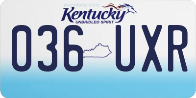KY license plate 036UXR