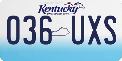 KY license plate 036UXS