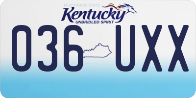 KY license plate 036UXX