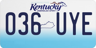KY license plate 036UYE
