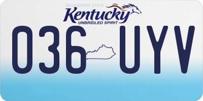 KY license plate 036UYV