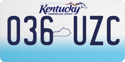 KY license plate 036UZC