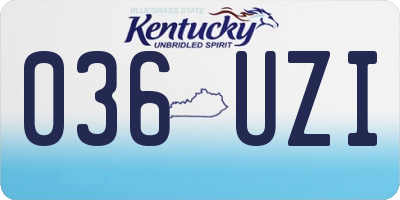 KY license plate 036UZI