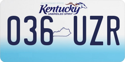 KY license plate 036UZR