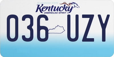 KY license plate 036UZY