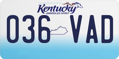 KY license plate 036VAD