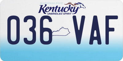 KY license plate 036VAF