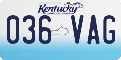 KY license plate 036VAG