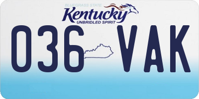 KY license plate 036VAK