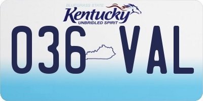 KY license plate 036VAL