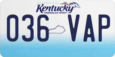KY license plate 036VAP