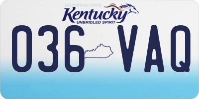 KY license plate 036VAQ
