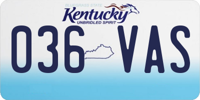 KY license plate 036VAS