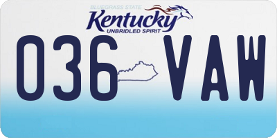 KY license plate 036VAW