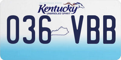 KY license plate 036VBB
