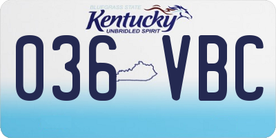 KY license plate 036VBC