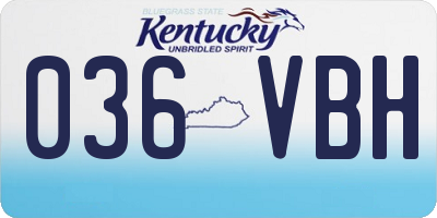KY license plate 036VBH