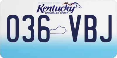 KY license plate 036VBJ