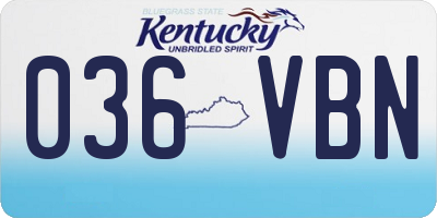 KY license plate 036VBN