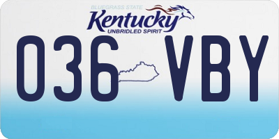 KY license plate 036VBY